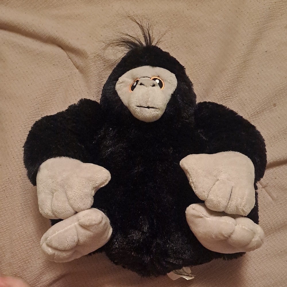 Plush Black and Cream Stuffed Gorilla